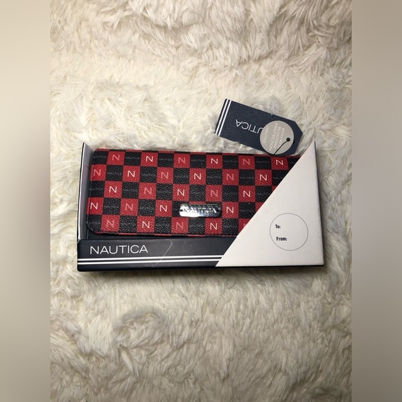 Nautica Red and Black Checkered Wallet - Picture 3 of 12
